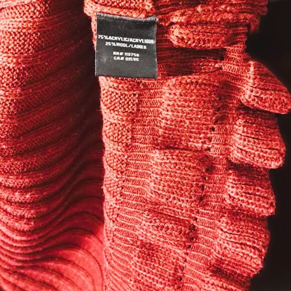 Ruffled Open-Front Long Cardigan Sweater w/ Matching Tie-front or Tie-back Belt - Picture 4 of 5